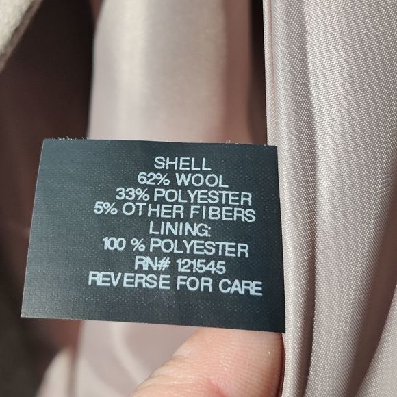 London Fog Wool Pea Coat Double Breast Notch Collar Sz L in Oatmeal Tan - Picture 11 of 15